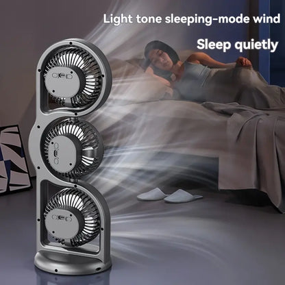 🌬️✨ NEU 2026! Tragbarer USB-wiederaufladbarer Dreikopfventilator – 360° Luftzirkulation & 5 Geschwindigkeitsstufen – Ideal für Studentenwohnheim, Outdoor & als Tischventilator 🎓🔋