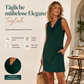 📢📢50% RABATT!! ⏰ Elegantes Slim-Fit-Kleid mit Wasserfallausschnitt – Ärmellos, Seitentaschen, Vielseitig ✨