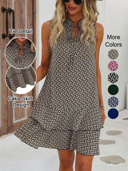 👗 50% RABATT! 🎉 Damenkleid mit Schleife & geometrischem Muster – Elegant, verspielt & perfekt für besondere Anlässe – Leichter Stoff, femininer Look mit klarer Linienführung 💃✨