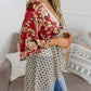 🌸Damenjacke mit Blumenmuster, Rüschen an den Ärmelbündchen und Bindebändern – locker geschnittener, luftiger Cardigan im Boho-Stil