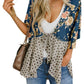 🌸Damenjacke mit Blumenmuster, Rüschen an den Ärmelbündchen und Bindebändern – locker geschnittener, luftiger Cardigan im Boho-Stil