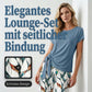 💥50% RABATT 🔥 Damen-Set: Oberteil mit seitlicher Bindung & stylische gemusterte Hose ✨ Sommerlook, bequem & modern 👗