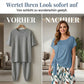 💥50% RABATT 🔥 Damen-Set: Oberteil mit seitlicher Bindung & stylische gemusterte Hose ✨ Sommerlook, bequem & modern 👗