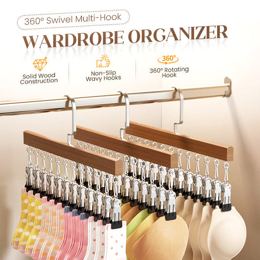 🔥50% RABATT!👕360° Drehbarer Mehrfach-Kleiderbügel mit Haken--10 Clips