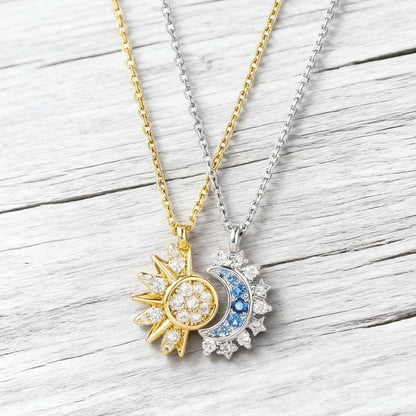 🌙☀️👗 Zweifarbige Sonne & Mond Halsketten – Gold & Silber vergoldet für Damen | Modisches Freundschafts-Set