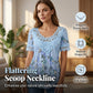 🌺Damen-T-Shirt mit Rundhalsausschnitt und Spitzenbesatz