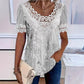 🌺Damen-T-Shirt mit Rundhalsausschnitt und Spitzenbesatz