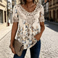 🌺Damen-T-Shirt mit Rundhalsausschnitt und Spitzenbesatz