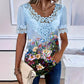 🌺Damen-T-Shirt mit Rundhalsausschnitt und Spitzenbesatz