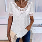 🌺Damen-T-Shirt mit Rundhalsausschnitt und Spitzenbesatz