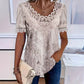 🌺Damen-T-Shirt mit Rundhalsausschnitt und Spitzenbesatz