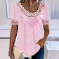 🌺Damen-T-Shirt mit Rundhalsausschnitt und Spitzenbesatz