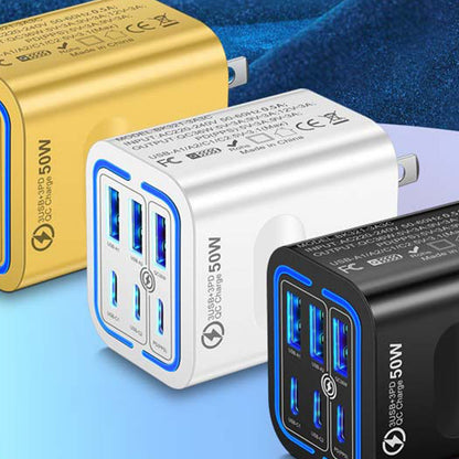 50W USB-C-Wandladegerät mit 6 Anschlüssen