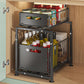 📢📢50% OFF !! ⏰Double-Tier Pull-Out Shelf Cabinet Organiser – 5 Height Adjustments, 2 Pull-Out Tiers, Carbon Steel & Large Capacity – No Assembly Required ✨