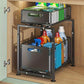📢📢50% OFF !! ⏰Double-Tier Pull-Out Shelf Cabinet Organiser – 5 Height Adjustments, 2 Pull-Out Tiers, Carbon Steel & Large Capacity – No Assembly Required ✨