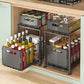 📢📢50% OFF !! ⏰Double-Tier Pull-Out Shelf Cabinet Organiser – 5 Height Adjustments, 2 Pull-Out Tiers, Carbon Steel & Large Capacity – No Assembly Required ✨