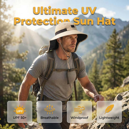 🔥50% RABATT Begrenzte Zeit💥UPF 50+ Sonnenhut mit breiter Krempe & Nackenschutz🎁mit Gratisgeschenk🚀