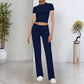 🎉2026 NEUE PRODUKTE – HEISSER VERKAUFSSCHLAGER✨ Damen-Casual-Set aus uni-farbenem T-Shirt und Straight-Leg-Hose