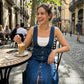 Damen Denim Overall Midi Kleid mit Knopfleiste🌸