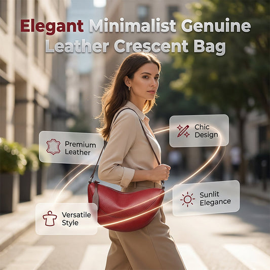Minimalistische echte Leder-Halbmond-Tasche