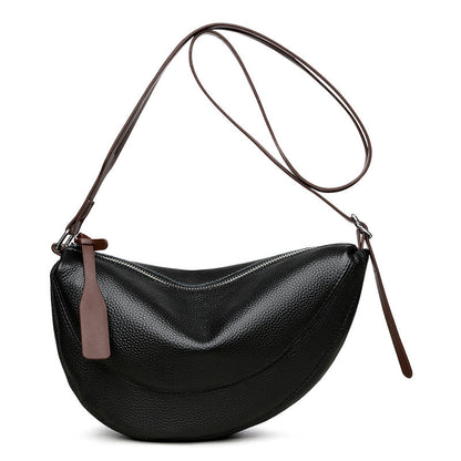 Minimalistische echte Leder-Halbmond-Tasche