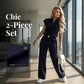 🔥👚 50% Rabatt! Damen Chic Zweiteiler-Set: Bequemes Polo-Top & Wide-Leg-Hose | Elegant für Jeden Tag & Jede Gelegenheit 🌸💨