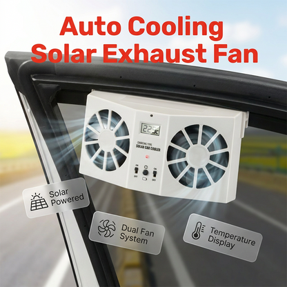 🚗Solarbetriebener Auto-Abluftventilator – Doppel-Turbo-Belüftung & Temperaturanzeige☀️