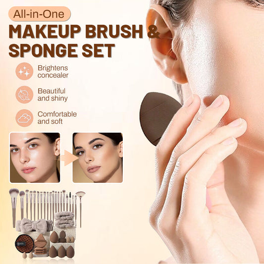 All-in-One Make-up-Pinsel- und Schwamm-Set