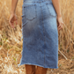 Damen-Hochbund-Ripped-Denim-Midi-Rock