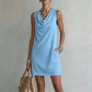 📢📢40% OFF !! ⏰ Elegant Slim Fit Cowl Neck Dress – Sleeveless, Side Pockets, Versatile ✨