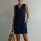 📢📢40% OFF !! ⏰ Elegant Slim Fit Cowl Neck Dress – Sleeveless, Side Pockets, Versatile ✨