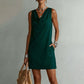 📢📢40% OFF !! ⏰ Elegant Slim Fit Cowl Neck Dress – Sleeveless, Side Pockets, Versatile ✨