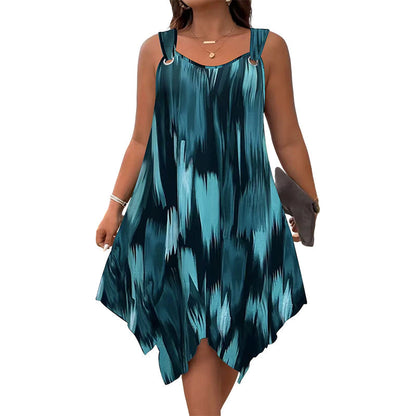 Elegantes ärmelloses Kleid mit Farbverlauf-Print