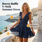 🎁New Arrival 50% OFF💥Women Summer V Neck Sleeveless Ruffle Mini Dress Solid Color Tiered Vest Dress