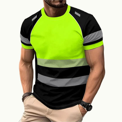 Herren Neonfarben Colorblock Sportshirt Outdoor Sicherheits-Tee