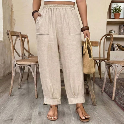 👖 LIMITED-TIME 50% OFF! ✨ Women’s Cuffed Ankle Pants – Relaxed Fit, Elastic Waist, Solid Colors 🍂