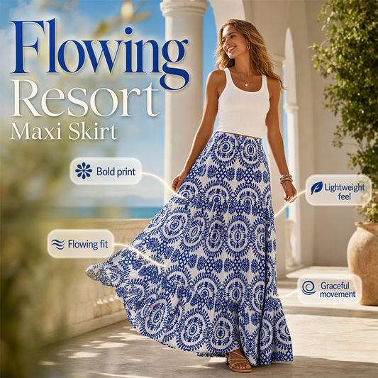 🌊 2026 Sale – Über 36.000 verkauft!✨ Damen Fließender Maxi-Rock – Auffälliger Resort-Print 🌸