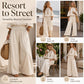 Damen Cold-Shoulder Neckholder-Top & Weite-Bein-Hosen-Set 🌸 Schultern frei, Beine befreit – Das schmeichelhafteste Sommer-Co-Ord ✨