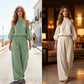 Damen Cold-Shoulder Neckholder-Top & Weite-Bein-Hosen-Set 🌸 Schultern frei, Beine befreit – Das schmeichelhafteste Sommer-Co-Ord ✨