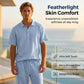 Herren Leinengemisch Hemd und Hose Set Locker Geschnitten Strandmode