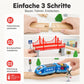 Elektrisches Holzeisenbahn-Schienen-Spielzeugset mit Brücken & Landschaft