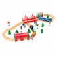 Elektrisches Holzeisenbahn-Schienen-Spielzeugset mit Brücken & Landschaft