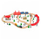 Elektrisches Holzeisenbahn-Schienen-Spielzeugset mit Brücken & Landschaft