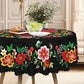 🌺 50% RABATT! 🌸 Mexikanische Tischdecke mit Blumenmuster & Wellenrand – Farbenfroh, robust & vielseitig – Perfekt für festliche Anlässe & den Alltag ✨