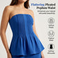 Damen Schulterfreies Plissee-Peplum-Top & Hosen-Set
