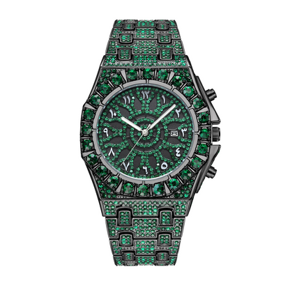 ⌚ Herren Luxus Funkelnde Quarzuhr — Diamant-Einlage Sonnenstrahl-Zifferblatt mit geriffelter Lünette
