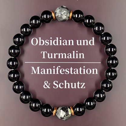 💎Exclusive jewelry💎Elegante Perlenarmband aus schwarzem Obsidian