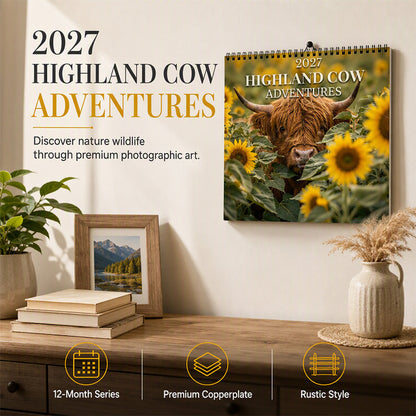📢📢50% RABATT !! ⏰2027 Schottisches Hochlandrind Wandkalender