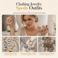 💎Goldfarbenes 4-teiliges Herz-Schmuckset mit Kette und Ohrringen