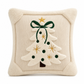 🎄 Bestickter Weihnachtsbaum-Kissenbezug mit Schleife 45 x 45 cm, dekorativer Kissenbezug fürs Wohnzimmer 🧸